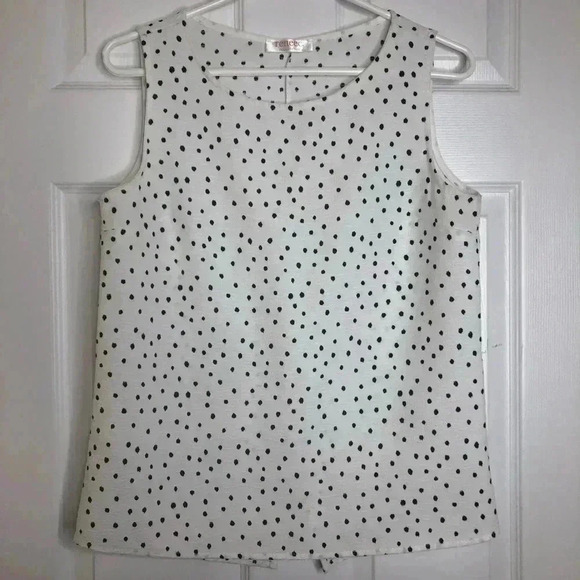 Renee C. Tank  Top Polka Dots White & Black Size Small - Picture 1 of 16